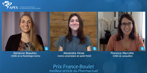 Karianne Beaulieu, Alexandra Hinse et Florence Marcotte, lauréates du prix France-Boulet 2020