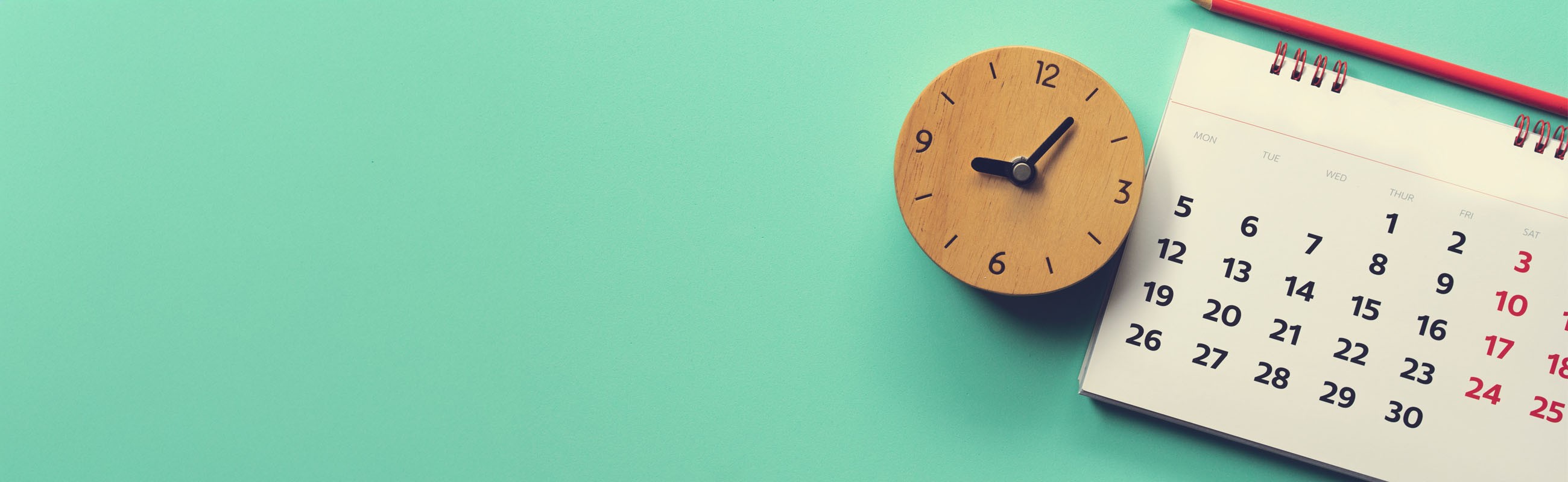 Calendrier sur fond vert